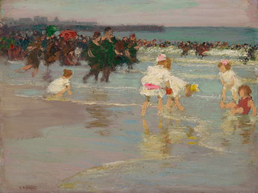 Edward Henry Potthast - Beach Scene (or Sunday on the Beach)