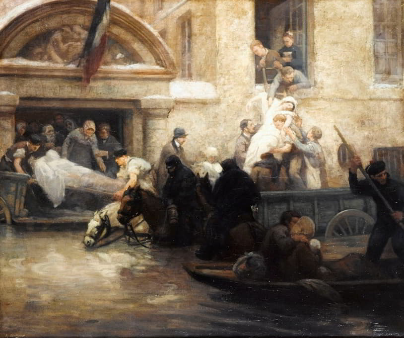 A. Boulanger - Sauvetage des malades de l’hôpital de la charité, durant l’inondation de 1910