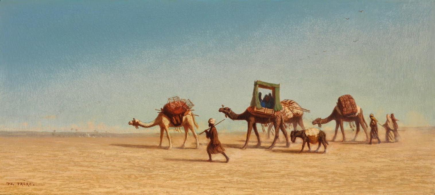 Charles Théodore Frère - A Family Crossing The Desert