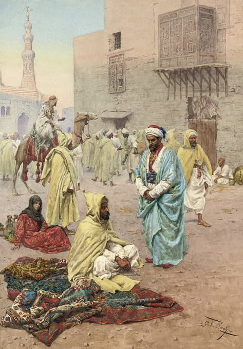 Giulio Rosati - Pilgrims Outside A Mosque