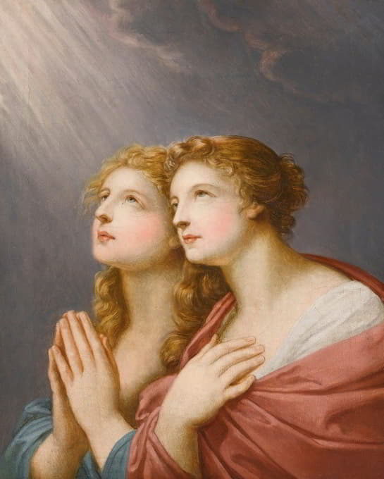 Study For Two Female Figures Praying - Heinrich Friedrich Füger
