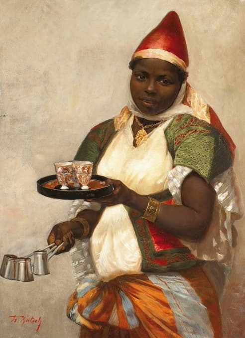 Hermann Katsch - Kadija The Tunisian Girl Bringing Coffee