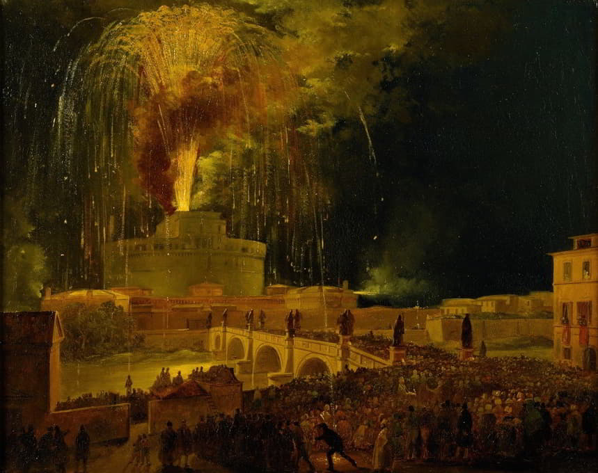 罗马圣安杰洛城堡的拉吉兰多拉焰火