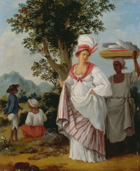 西印度克里奥尔妇女和她的黑人仆人