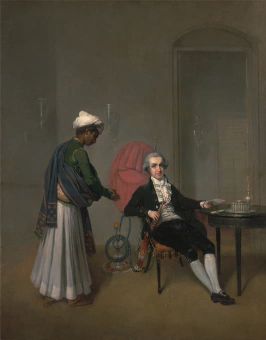 一位绅士的肖像，可能是威廉·希基和一位印度仆人
