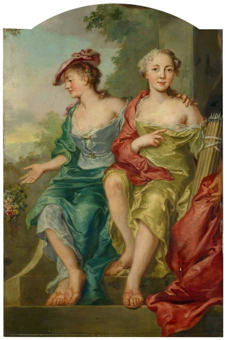 Johann Heinrich Keller II - Double Portrait of Two Ladies as Sheperdess
