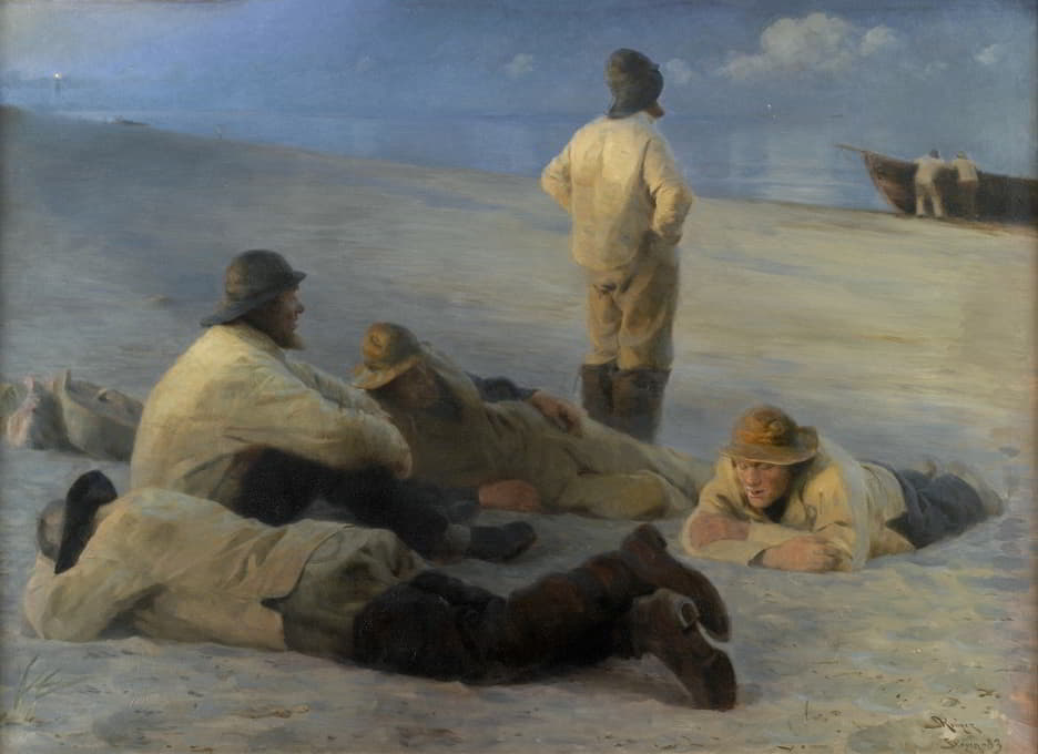 斯卡根海滩的渔民
