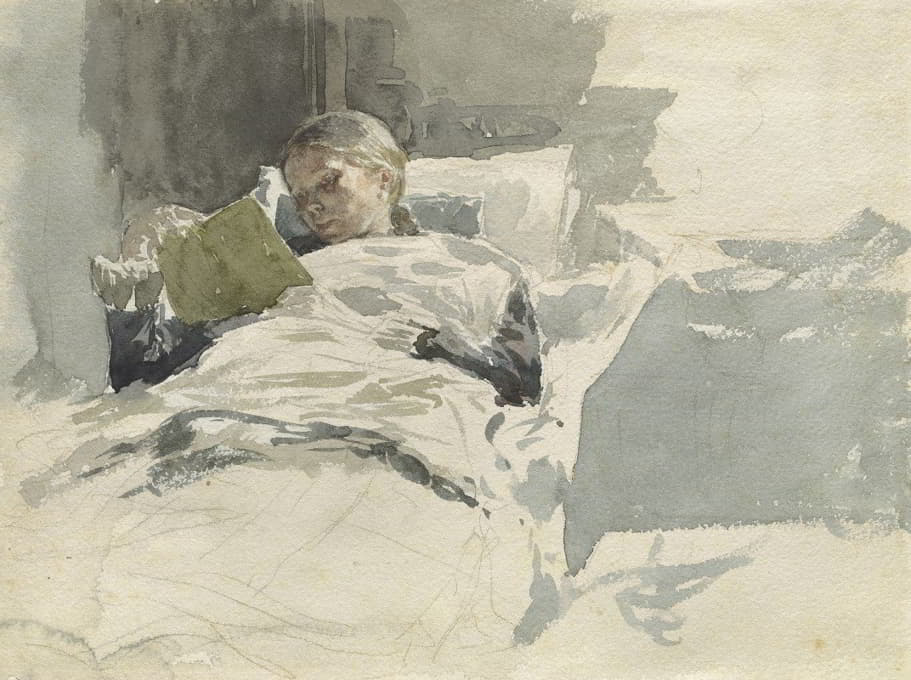 艺术家的妻子在床上看书