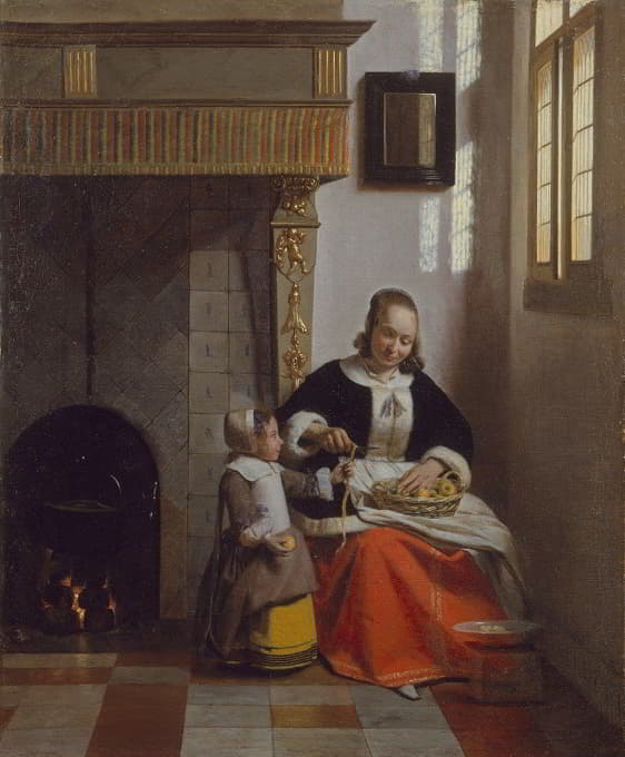 Pieter De Hooch - A Woman peeling Apples