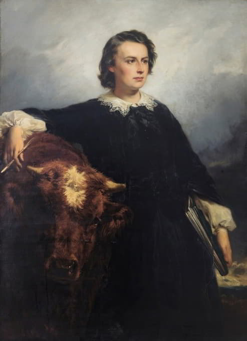 Édouard-Louis Dubufe - Portrait Of Rosa Bonheur With a Bull