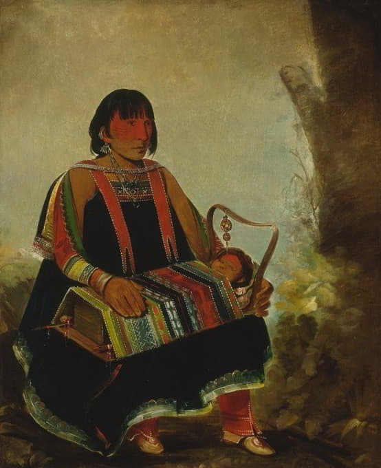 Jú-Ah-Kís-Gaw，一位抱着孩子在摇篮里的妇女