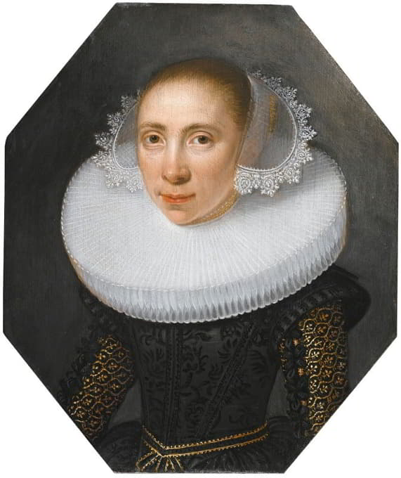 Dutch School - Portrait Of A Lady With A White Ruff