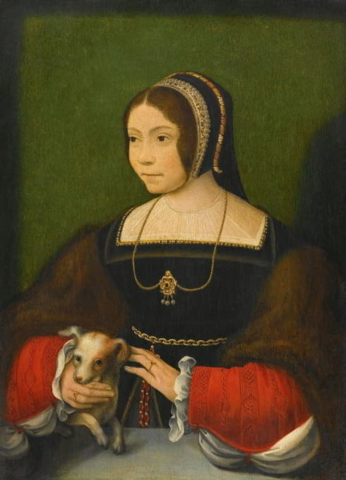 Flemish School - Portrait Of A Lady With A Small Dog
