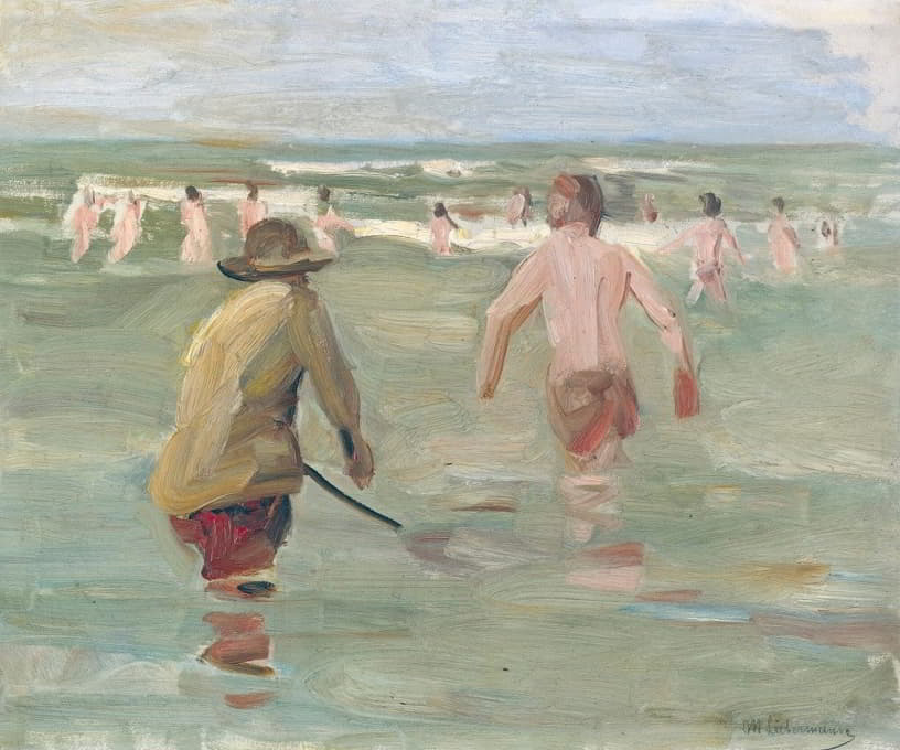 Max Liebermann - Bathing Boys With Crab Fisherman