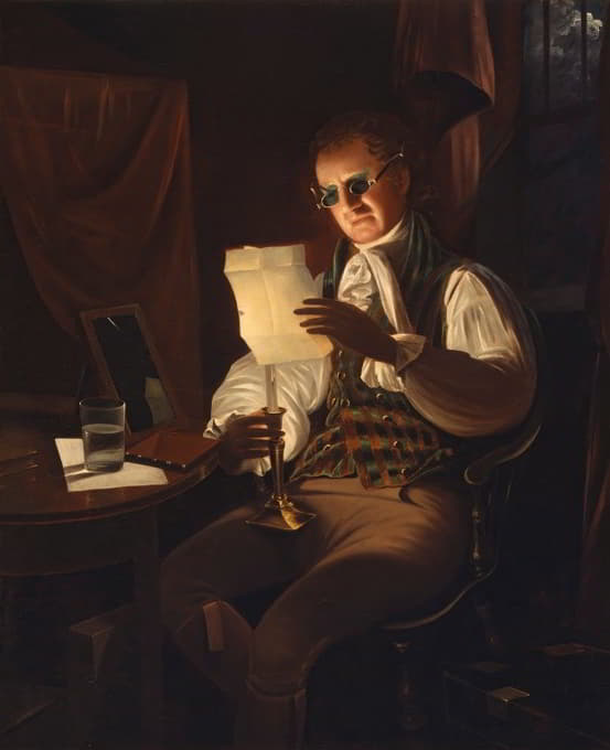 Rembrandt Peale - Man Reading By Candlelight