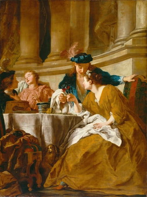 workshop of Jean François de Troy - Luncheon with Figures in Masquerade Dress