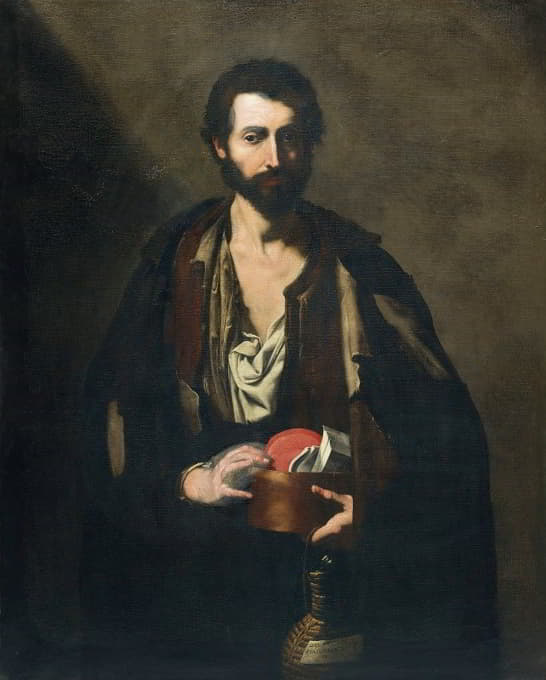 Jusepe de Ribera - A philosopher with a wine flask