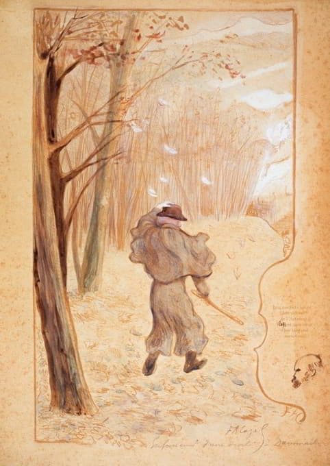 Frédéric Auguste Cazals - Paul Verlaine dans un paysage hivernal