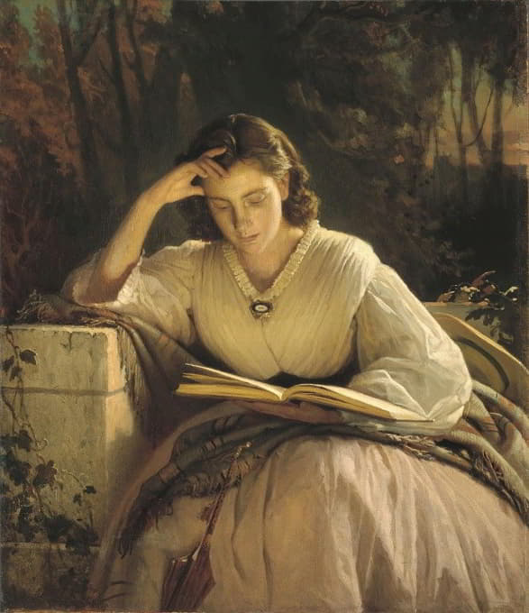 妇女阅读，艺术家妻子的肖像