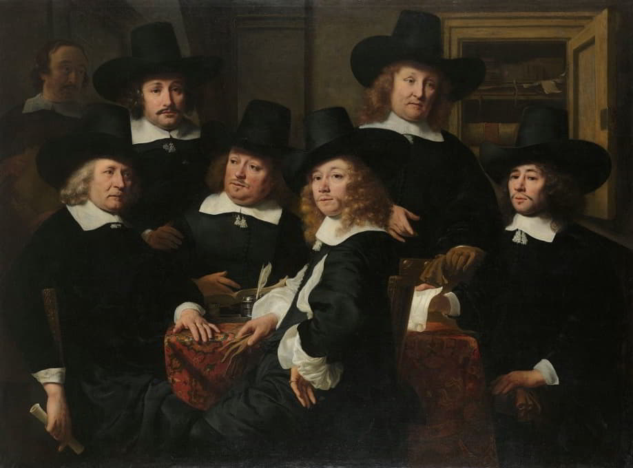 1657年，阿姆斯特丹Nieuw Zijds穷人户外救济研究所的六位摄政者和牧师