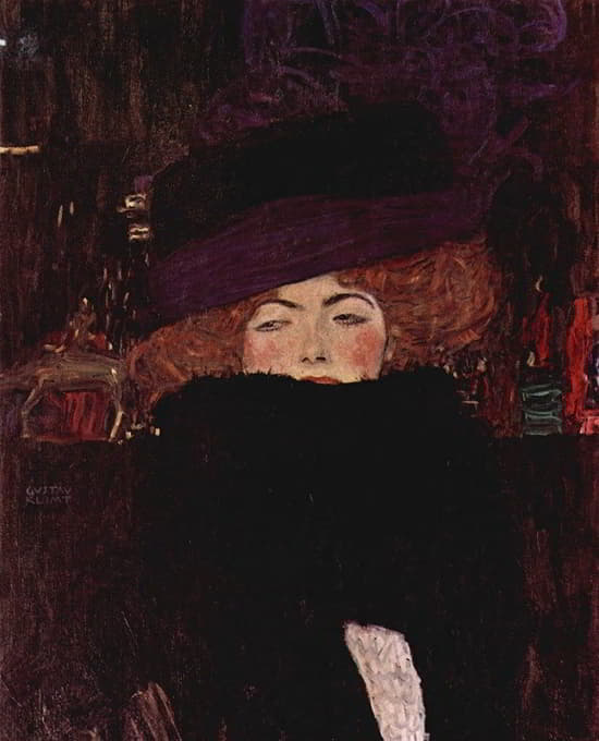 Gustav Klimt - Dame mit Hut und Federboa