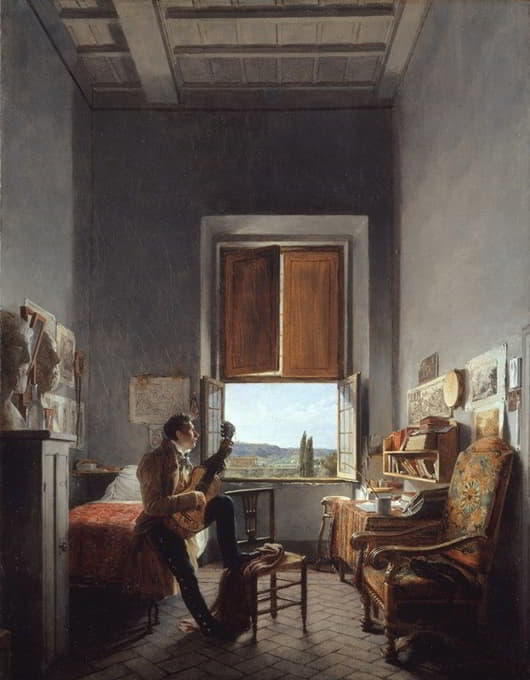 Jean Alaux - Léon Pallière (1787–1820) in His Room at the Villa Medici, Rome