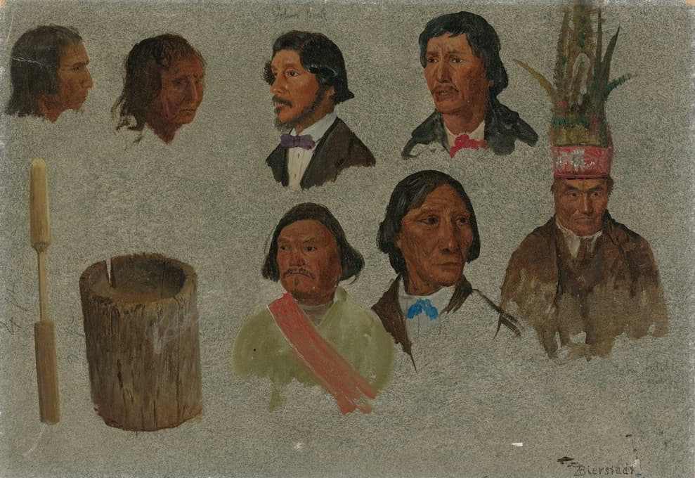 七幅印第安人肖像和一件原始器具