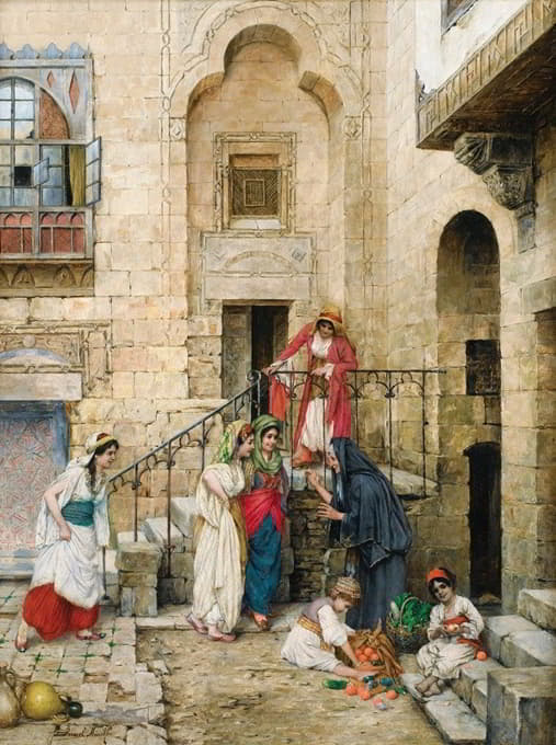 Daniel Israel - Women In An Oriental Courtyard