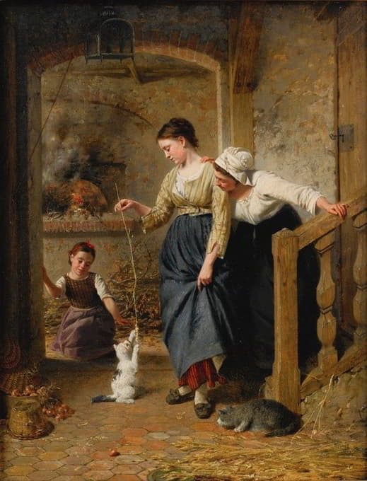 Edouard Castres - Playing With Kittens