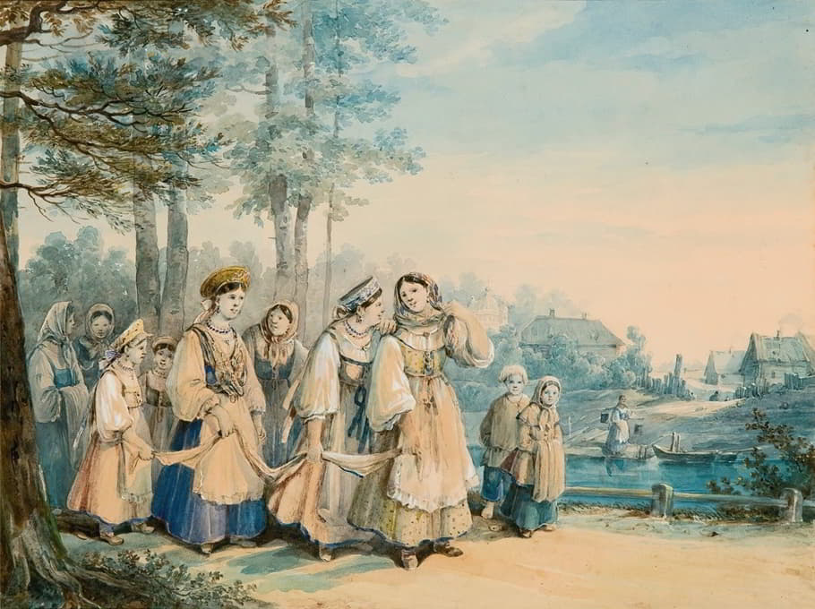 Karl Ivanovich Kollman - A Procession Of Maidens