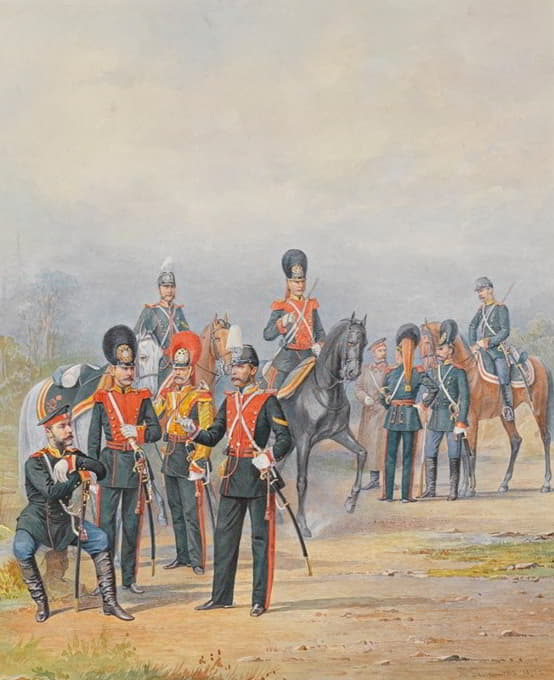 Piotr Ivanovich Balashov - A Group Of Officers And Men Of The Life Guards Dragoon Regiment