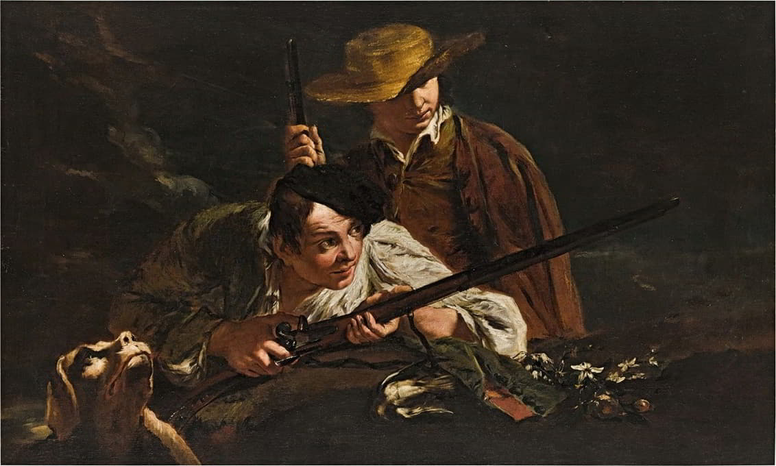 Workshop of Giovanni Battista Piazzetta - Young hunters with a dog