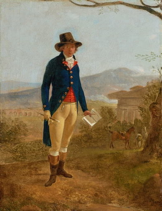 Jacques Sablet - Portrait of a gentleman in a landscape