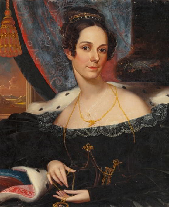 Robert Street - Portrait of a Woman holding a Locket (Mrs. O. P. Worthington)