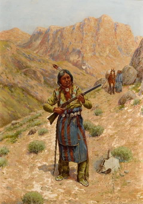 带步枪的印第安人