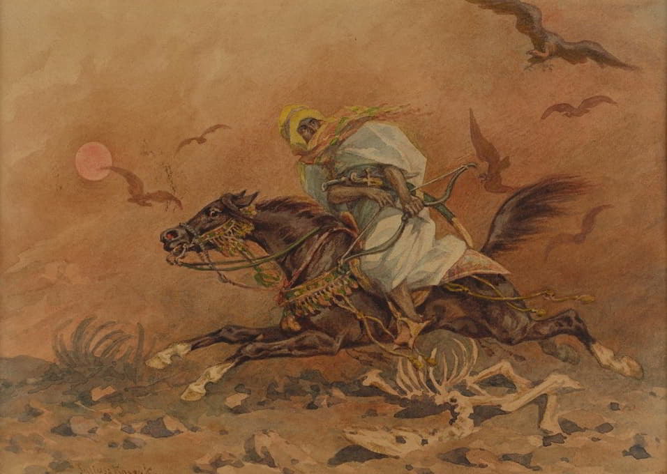 Juliusz Kossak - Faris galloping on a horse