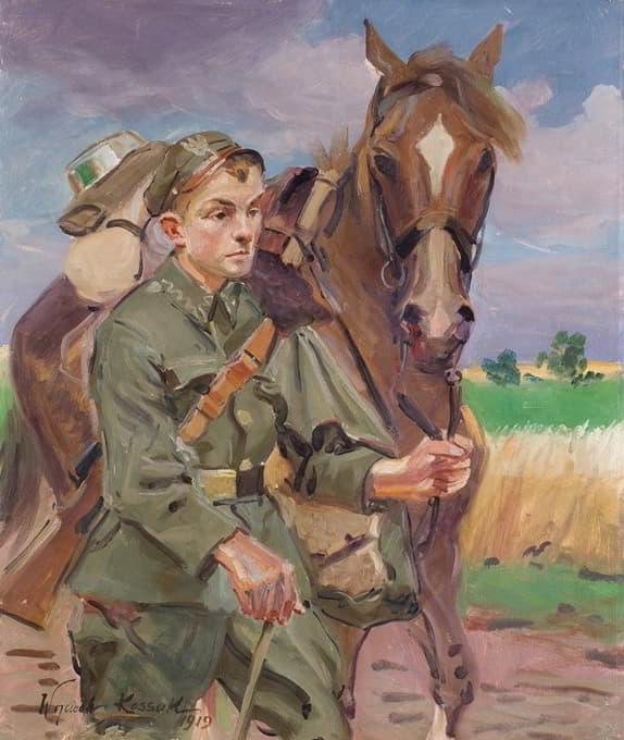 Wojciech Kossak - A Soldier with a Horse