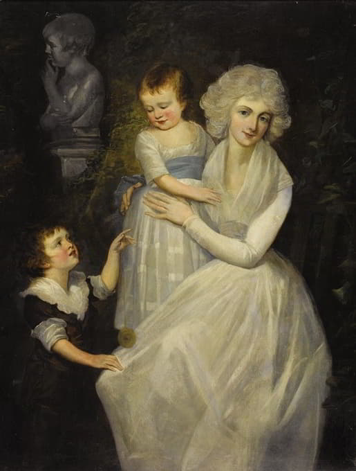 一位女士和她的孩子们的肖像
