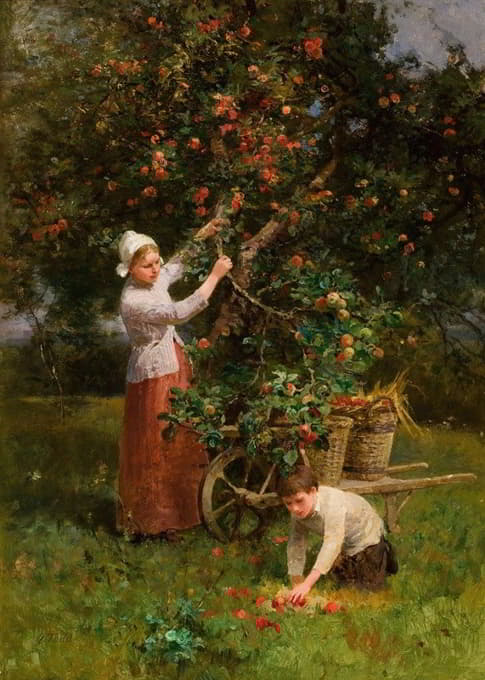 Henry George Todd - In the Orchard, Écouen, France