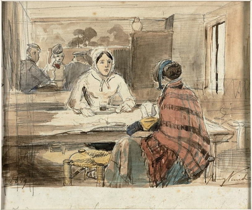 Johan Barthold Jongkind - Two Women in a Cafe