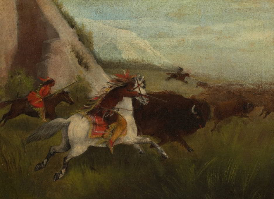 Manner of Charles Ferdinand Wimar - Buffalo Hunt