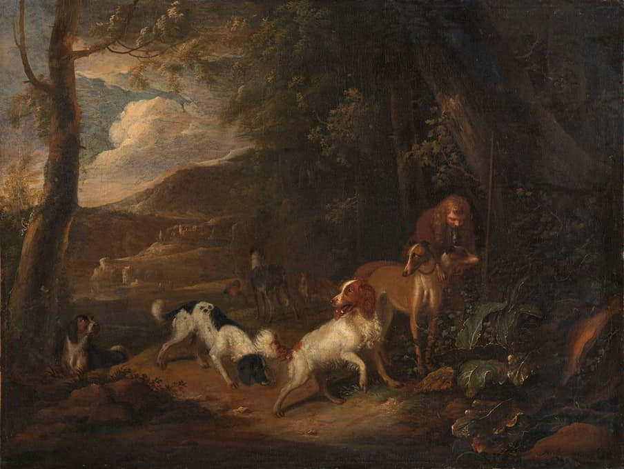 Adriaen Cornelisz Beeldemaker - Hunter with Hounds at the Edge of a Wood