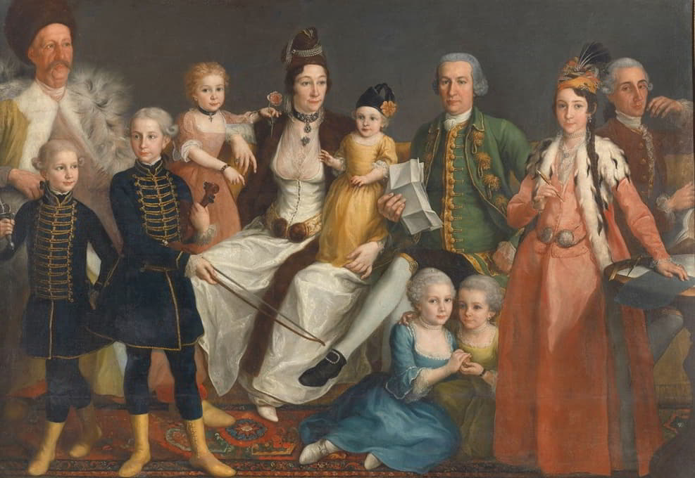 大卫·乔治·凡·伦内普（1712-1717），斯迈尔纳荷兰工厂的高级商人，以及他的妻子和孩子