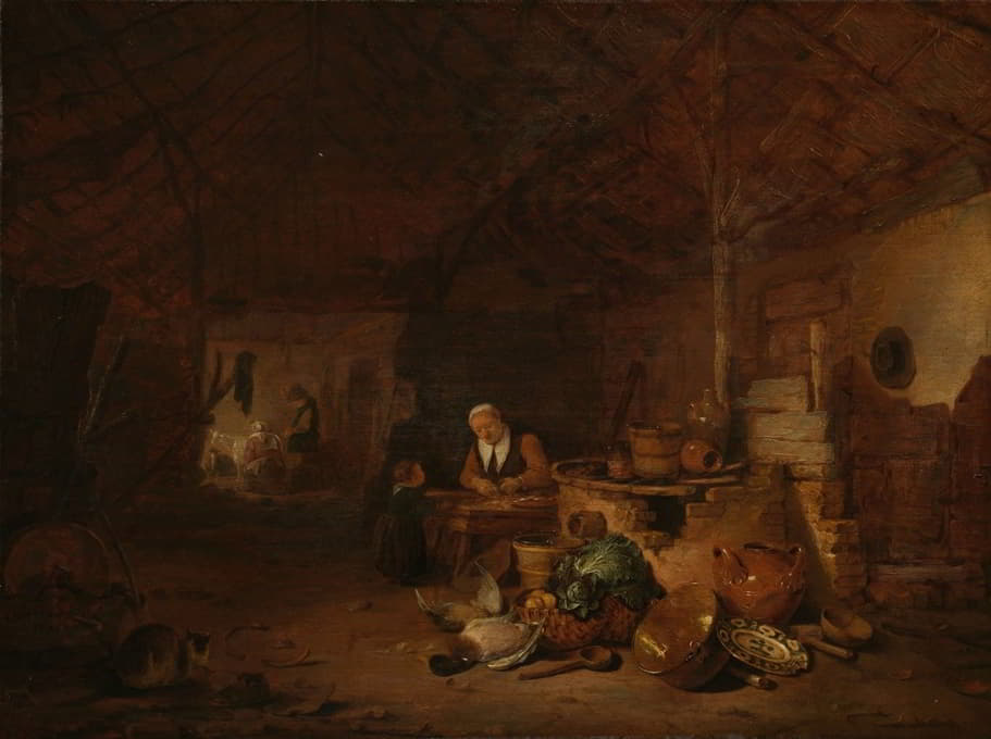 Egbert van der Poel - Interior of a barn