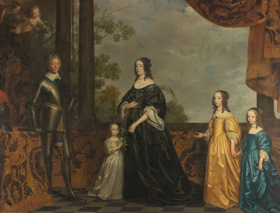 弗雷德里克·亨利、他的配偶索尔姆斯的阿玛莉亚和他们的三个小女儿