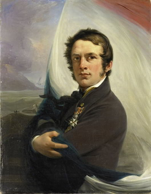 1831年3月18日，雅各布·霍宾的画像，在敌人的炮火下救出荷兰国旗