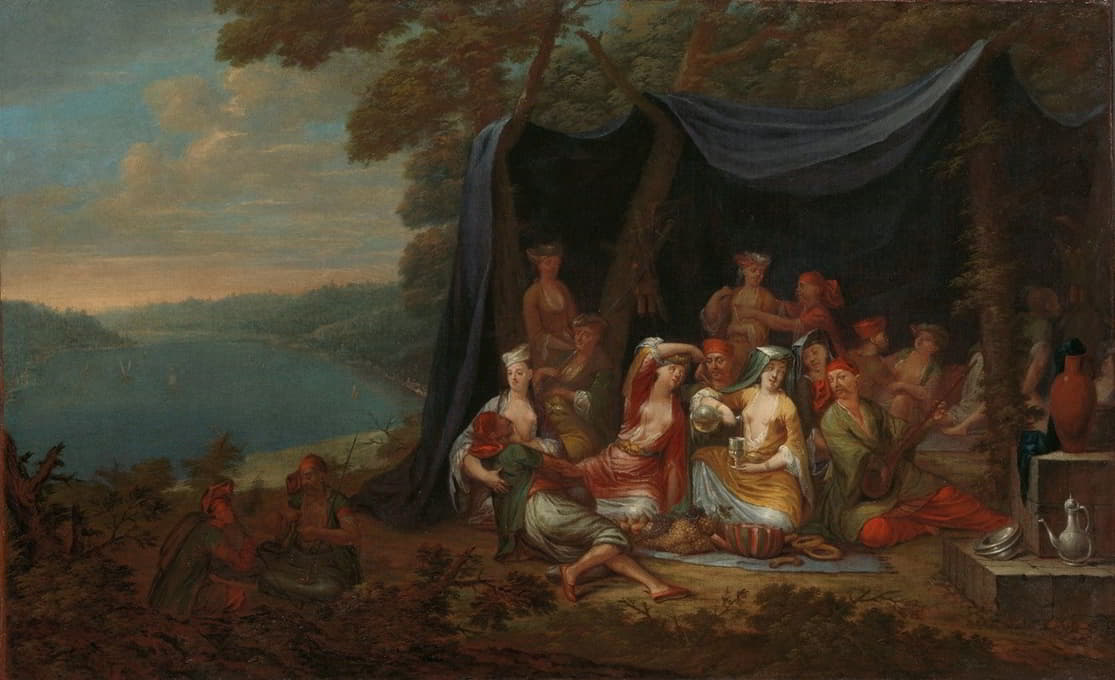 Jean Baptiste Vanmour - Fête champêtre with Turkish Courtiers under a Tent