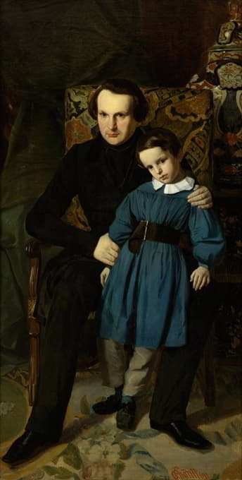 Auguste de Châtillon - Portrait de Victor Hugo avec son fils de François-Victor Hugo