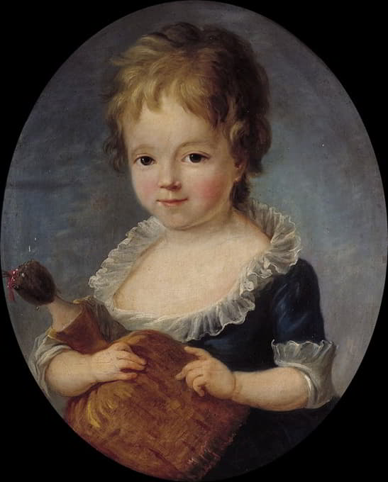 一个小女孩拿着洋娃娃的肖像