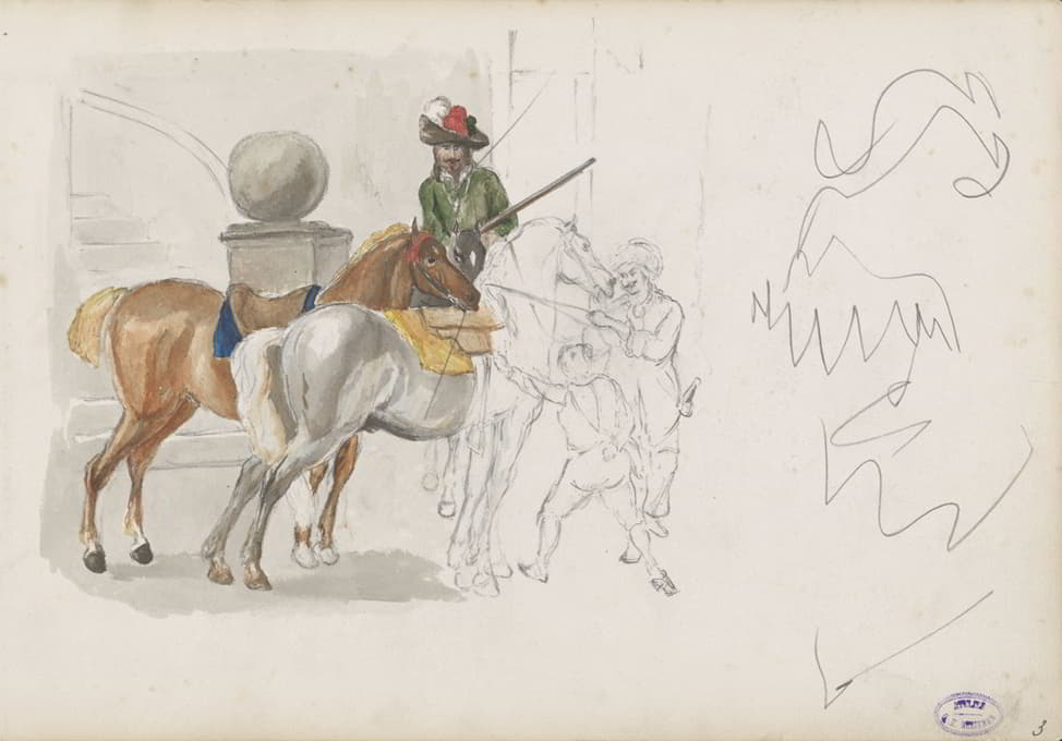 三个人和一个男孩骑着三匹马